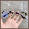Wholesale of retro eyebrow glasses frames for both men and women, new metal anti-blue light large frame flat glasses TR90 myopia frames details Picture